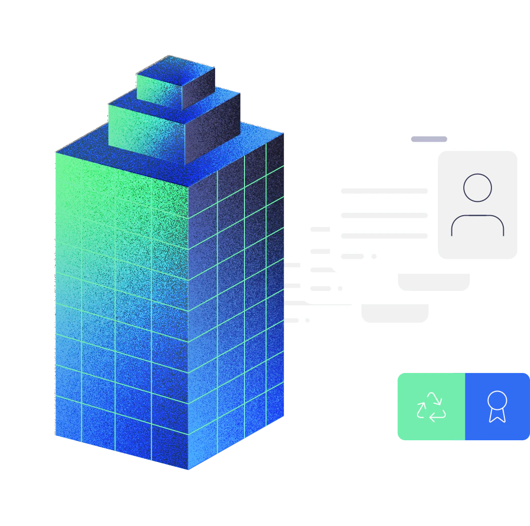 3D building blocks representing large enterprise