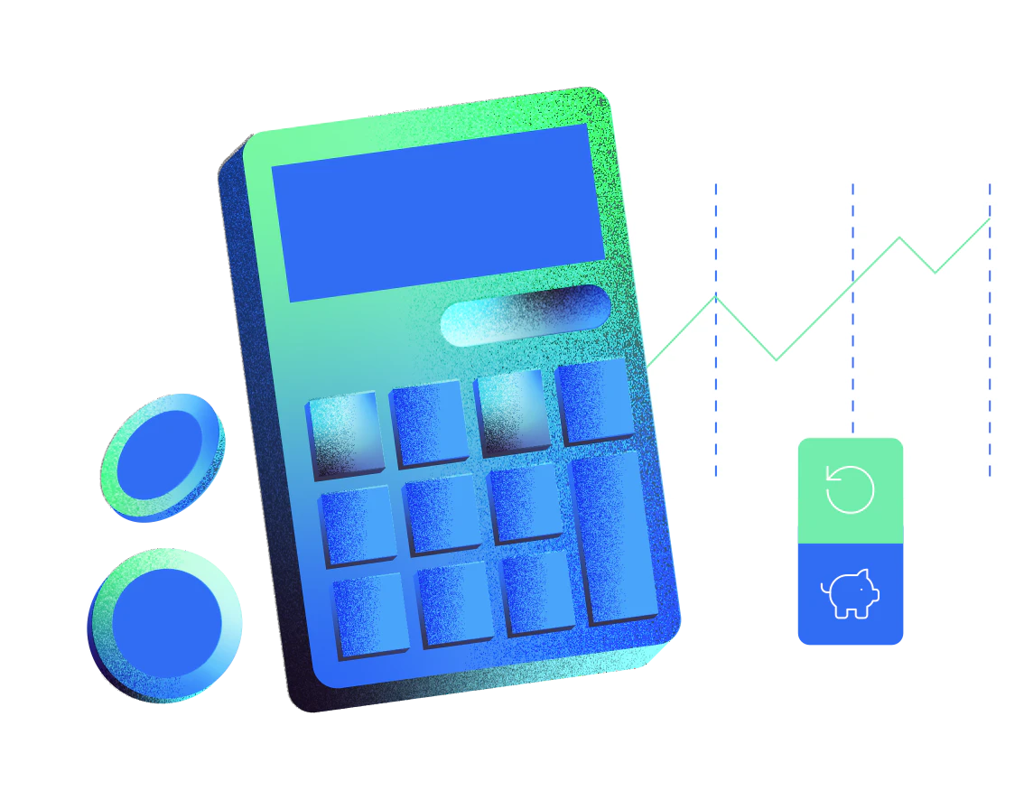 Calculator representing financial institutions